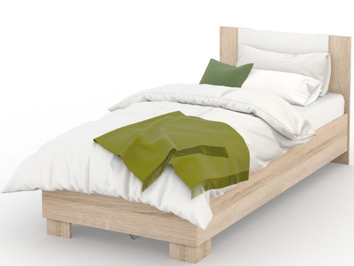 Кровать Аврора 90х200 бежевого цвета - купить Кровати для спальни по цене 8505.0