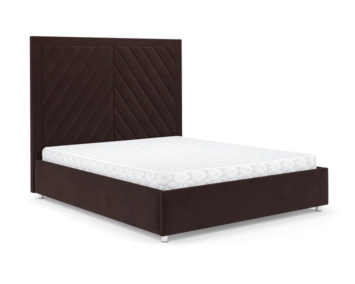 Кровать Мишель 140х190 темно-коричневого цвета с подъемным механизмом (велюр)  - купить Кровати для спальни по цене 37390.0