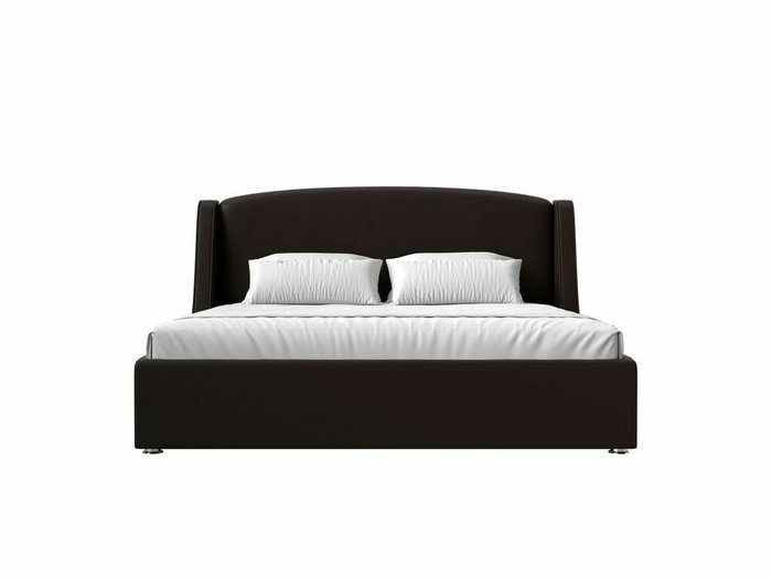 Кровать Лотос 180х200 темно-коричневого цвета с подъемным механизмом (экокожа) - купить Кровати для спальни по цене 82999.0