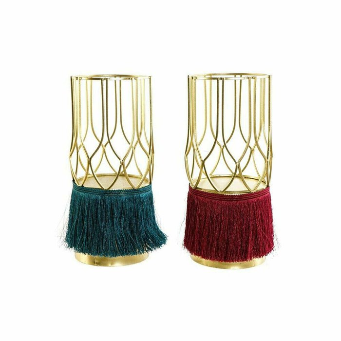 Подсвечник полиэстер Металл Позолоченный (2 pcs) (11.5 x 11.5 x 26 cm)