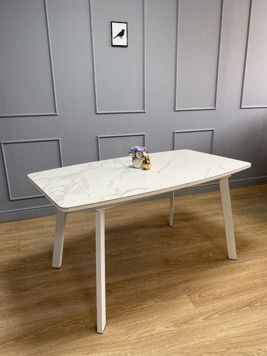 Раздвижной обеденный стол AA140 белого цвета - лучшие Обеденные столы в INMYROOM