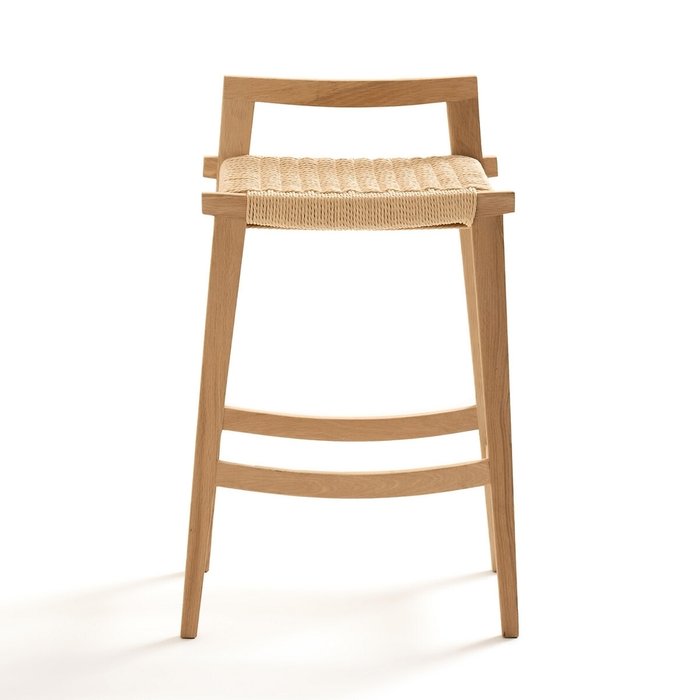 Табурет барный из дуба и плетения Kioto бежевого цвета - купить Барные стулья по цене 15390.0