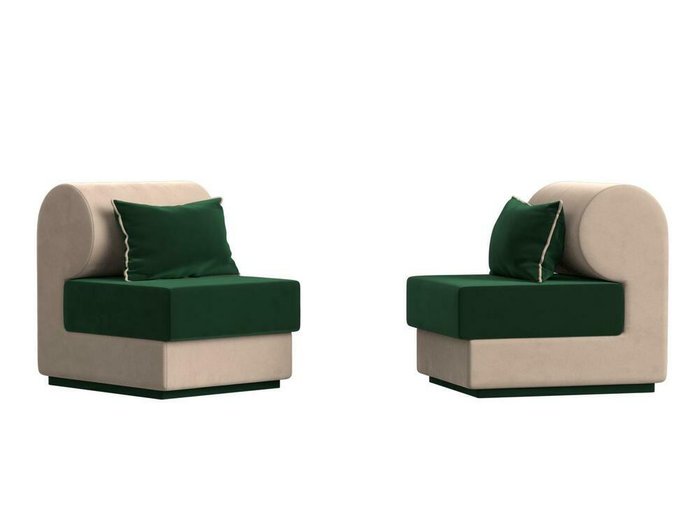 Набор из двух кресел Кипр зелено-бежевого цвета - купить Комплекты мягкой мебели по цене 51998.0