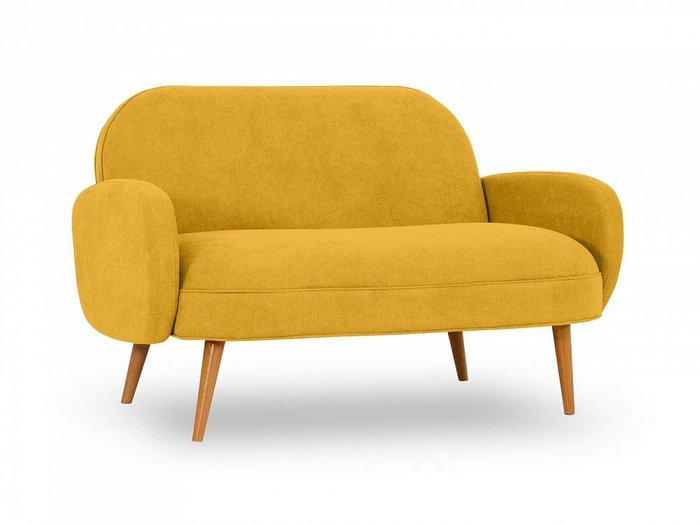 Диван Bordo желтого цвета с коричневыми ножками - купить Прямые диваны по цене 49050.0