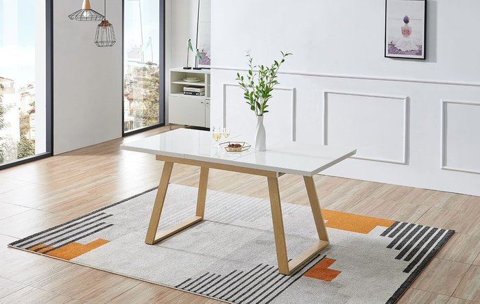 Обеденный раскладной стол Manchester белого цвета - лучшие Обеденные столы в INMYROOM