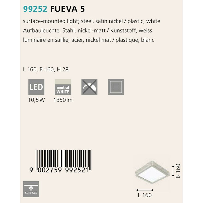 Светильник точечный Eglo Fueva 5 99252 - купить Накладные споты по цене 2290.0