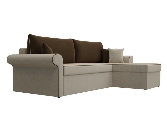 Угловой диван-кровать Милфорд коричнево-бежевого цвета правый угол - лучшие Угловые диваны в INMYROOM