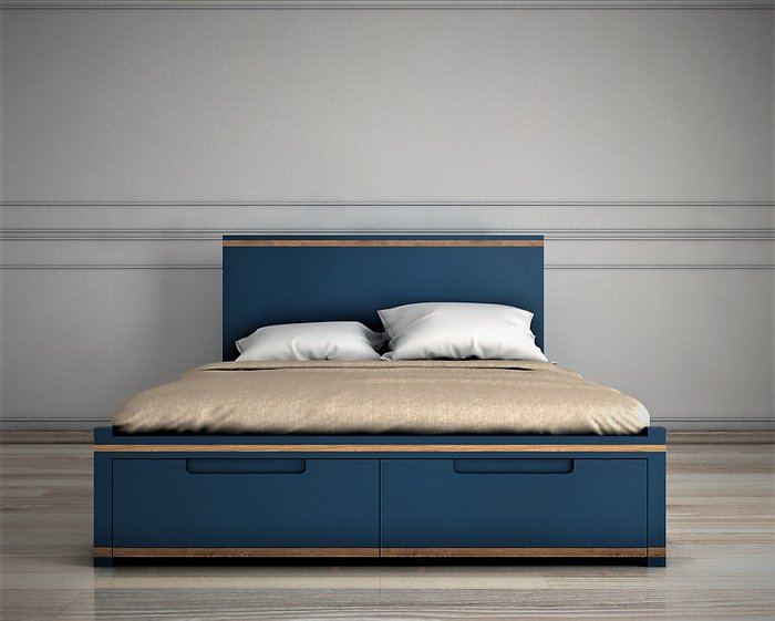 Кровать Travel синего цвета 160х200 - купить Кровати для спальни по цене 141979.0
