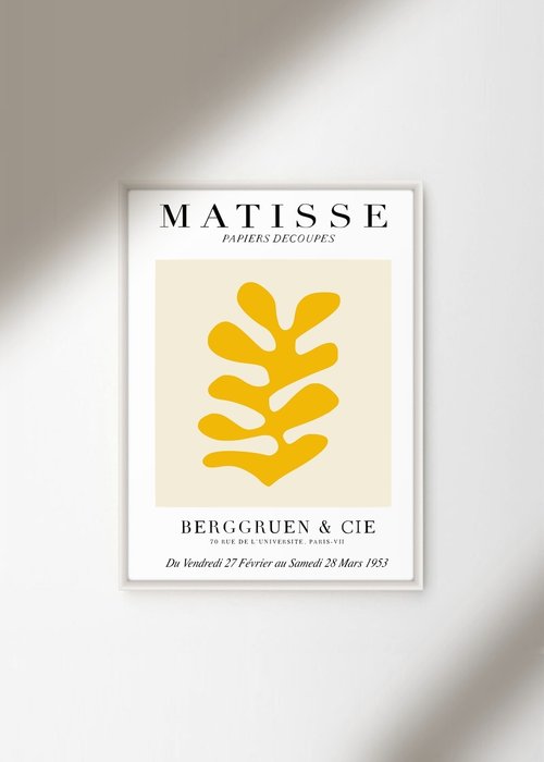Постер Matisse Papiers Decoupes Yellow 70х100 в раме белого цвета