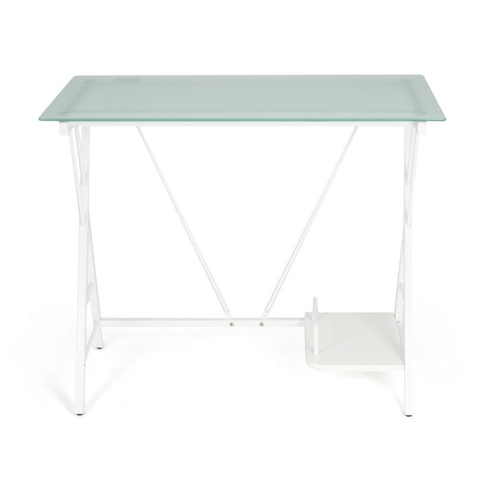 Стол офисный белого цвета со стеклянной столешницей - купить Офисные столы по цене 8150.0