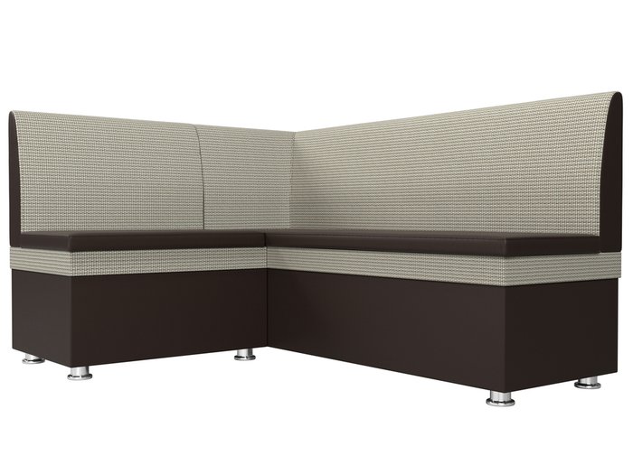 Угловой диван Уют бежево-коричневого цвета (экокожа/ткань) левый угол - лучшие Угловые диваны в INMYROOM