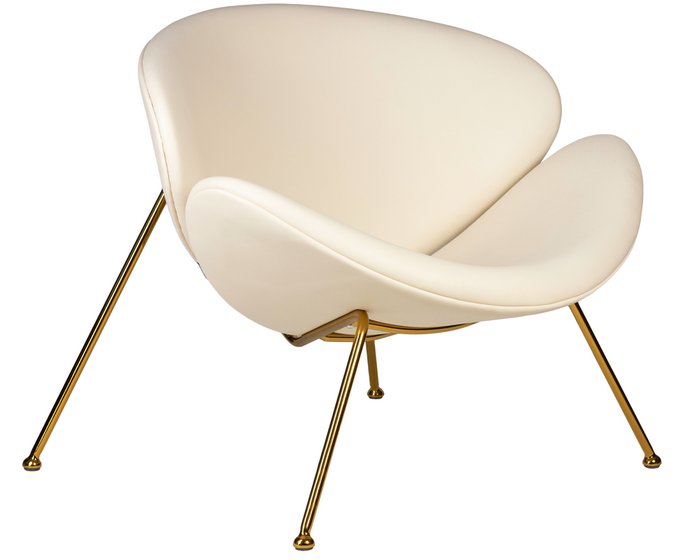 Кресло дизайнерское Emily белого цвета на золотых ножках - купить Интерьерные кресла по цене 25540.0