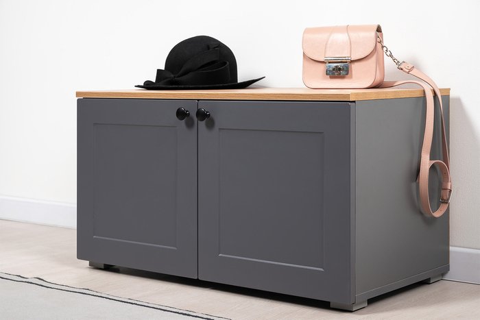 Тумба для обуви Остин серого цвета - купить Тумбы для обуви с сидением по цене 7490 Тумба для обуви Остин серого цвета - купить Тумбы для обуви с сидением по цене 7490