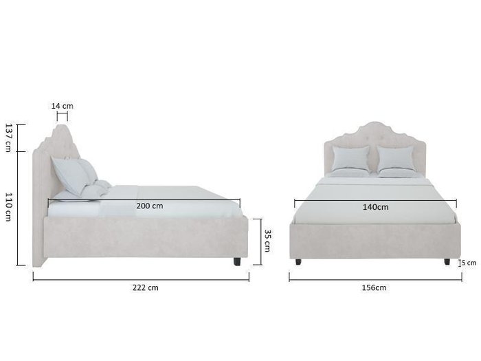 Кровать "Palace" Велюр светло-бежевого цвета 140x200 - купить Кровати для спальни по цене 102000.0