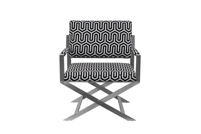 Кресло на металлическом каркасе черно-белого цвета