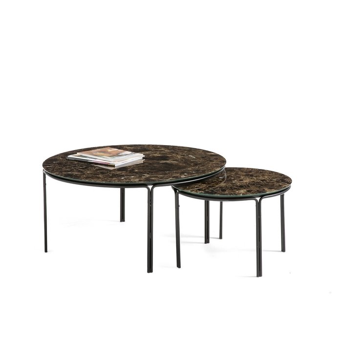 Комплект из двух журнальных столов с эффектом мрамора Chici коричневого цвета - купить Журнальные столики по цене 36536.0