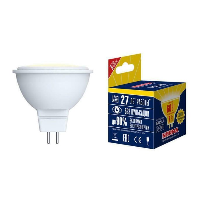Лампа светодиодная (UL-00003843) GU5.3 10W 3000K матовая LED-JCDR-10W/WW/GU5.3/NR - купить Лампочки по цене 107.0