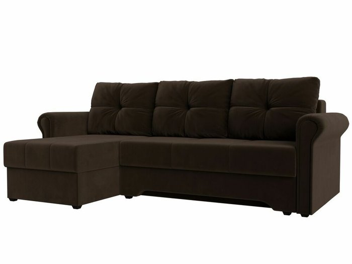 Угловой диван-кровать Леон коричневого цвета левый угол