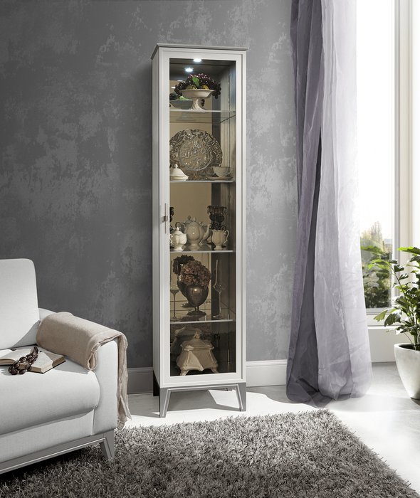 Витрина с зеркалом Palmari серого цвета - купить Шкафы витринные по цене 53572.0
