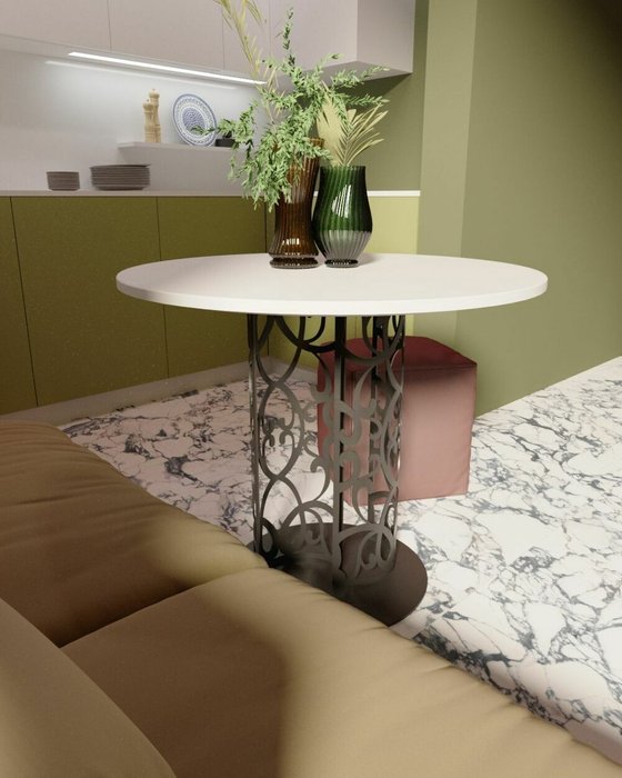 Обеденный стол Орнамент с белой столешницей  - лучшие Обеденные столы в INMYROOM