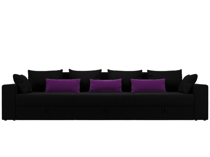 Прямой диван-кровать Мэдисон Long черно-фиолетового цвета - купить Прямые диваны по цене 49990.0