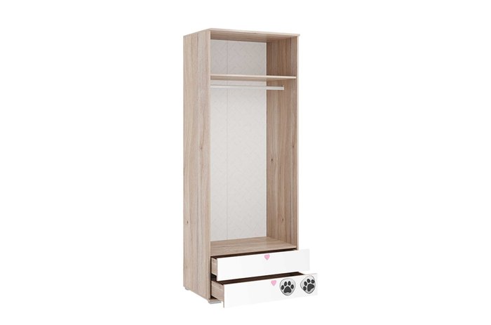 Шкаф двухдверный Панда бело-бежевого цвета с двумя ящиками - лучшие Детские шкафы в INMYROOM