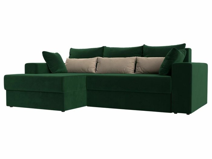 Угловой диван-кровать Майами зеленого цвета левый угол