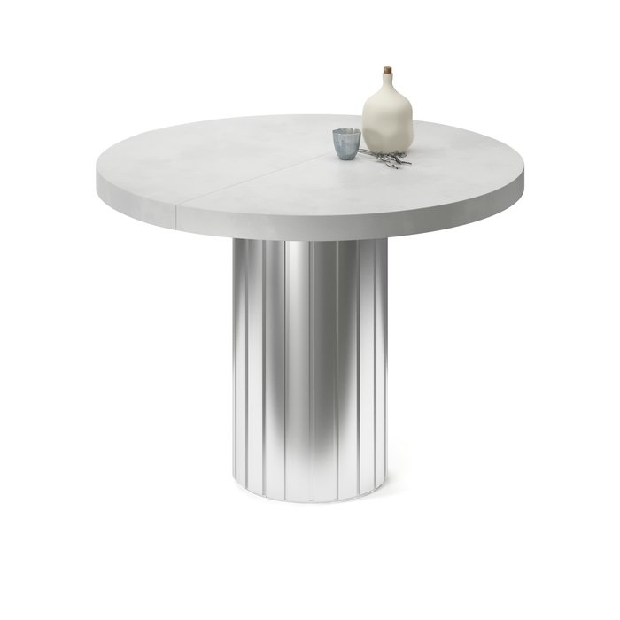 Обеденный стол раздвижной Турейс серебристо-белого цвета - лучшие Обеденные столы в INMYROOM