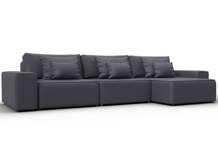 Угловой диван-кровать Лига-074 серого цвета (экокожа)