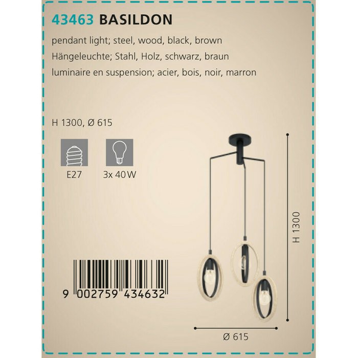 Люстра Eglo Basildon 43463 - купить Подвесные люстры по цене 15390.0