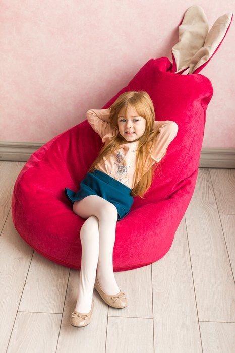 Кресло-мешок Зайчик малинового цвета - купить Бескаркасная мебель по цене 4799.0