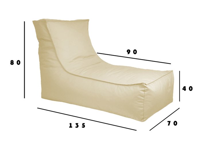 Кресло-лежак Санрайз бежевого цвета - купить Бескаркасная мебель по цене 6480.0