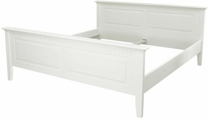Кровать двуспальная из массива сосны Боцен 180х200 в белом цвете  - лучшие Кровати для спальни в INMYROOM