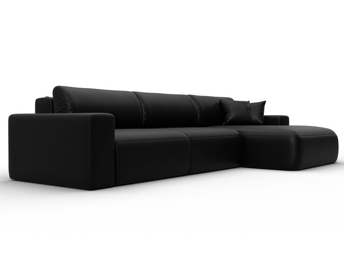 Угловой диван-кровать Лига 036 Классик Лонг черного цвета правый (экокожа) - лучшие Угловые диваны в INMYROOM