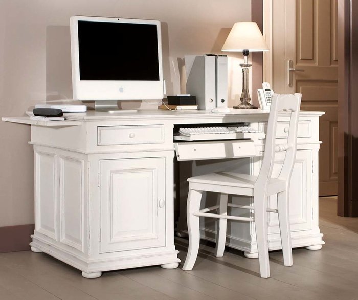 Стол компьютерный Нордик белого цвета - лучшие Письменные столы в INMYROOM