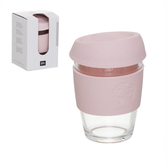 Стакан для кофе с силиконовой крышкой Eco Life 330мл розового цвета - купить Бокалы и стаканы по цене 1750.0