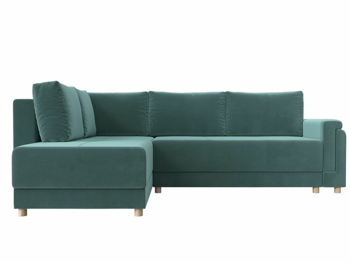 Угловой диван-кровать Лига 024 бирюзового цвета левый угол - купить Угловые диваны по цене 69999.0
