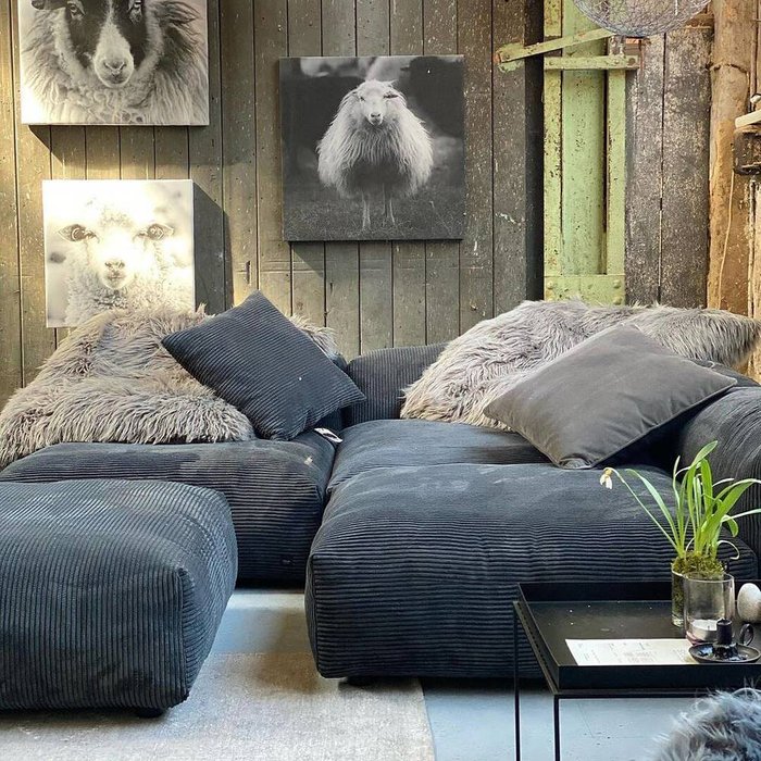 Угловой диван Фиджи синего цвета - лучшие Угловые диваны в INMYROOM