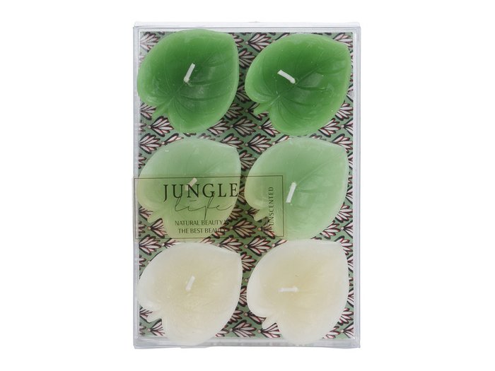 Набор из шести свечей Tropical Vibes зелено-бежевого цвета