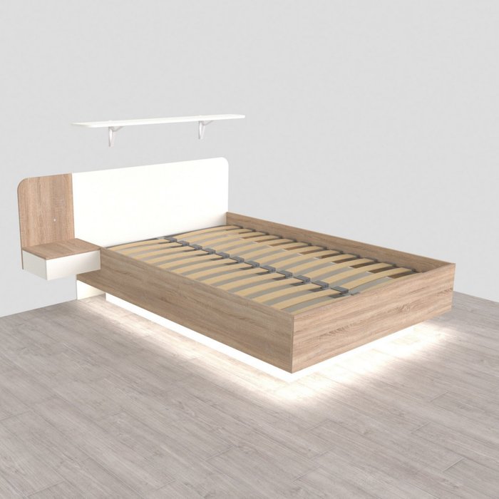 Кровать Астра 120х200 бело-бежевого цвета с подъемным механизмом и одним ящиком Кровать Астра 120х200 бело-бежевого цвета с подъемным механизмом и одним ящиком