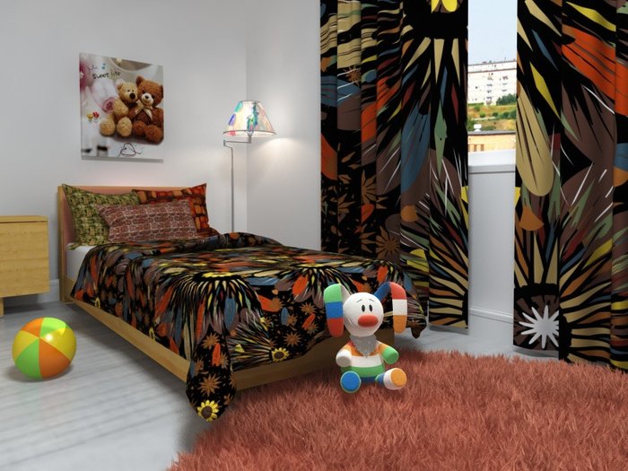 Комплект для спальной комнаты: Пестрые краски - купить Шторы по цене 3990.0