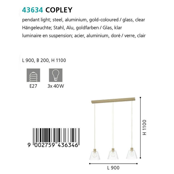 Люстра подвесная Copley с прозрачными плафонами - купить Подвесные люстры по цене 21990.0