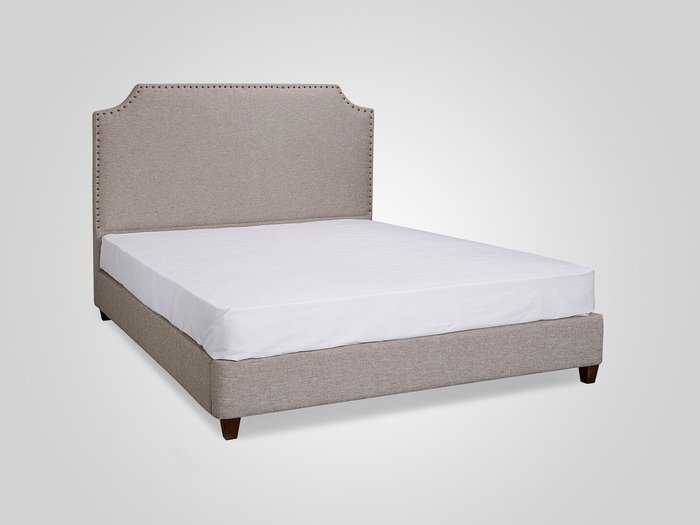 Кровать в обивке из ткани бежевого цвета 160х200