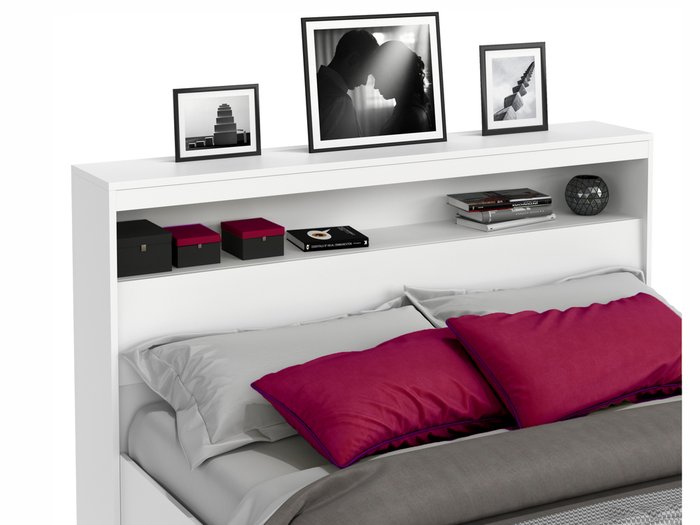 Кровать Виктория 180х200  белого цвета с блоком и ящиками - купить Кровати для спальни по цене 16200.0