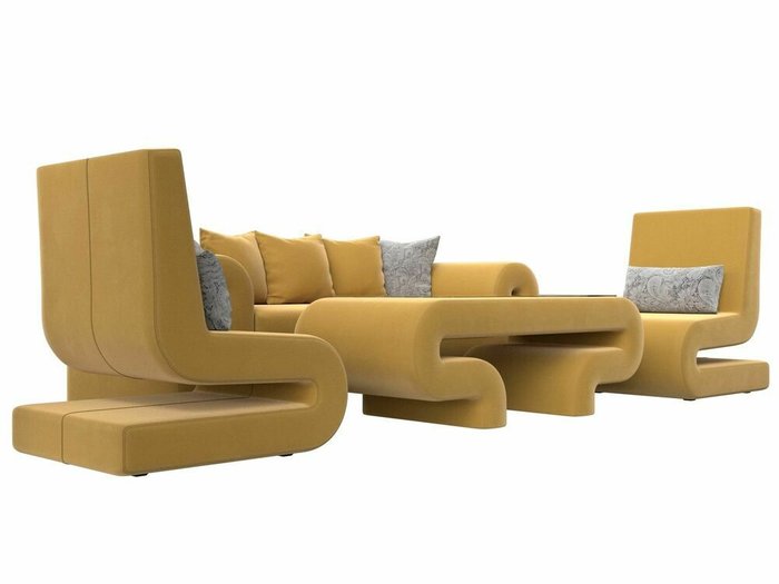 Набор мягкой мебели Волна 2 желтого цвета - лучшие Комплекты мягкой мебели в INMYROOM