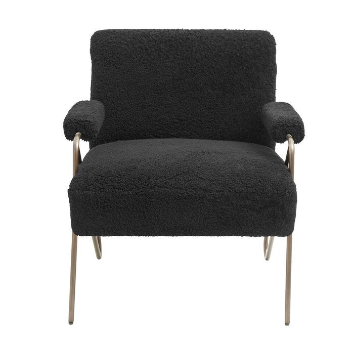 Кресло из овечьей шкуры Iro черного цвета