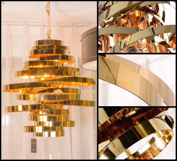 Подвесной светильник из металлических колец золотого цвета - лучшие Подвесные люстры в INMYROOM