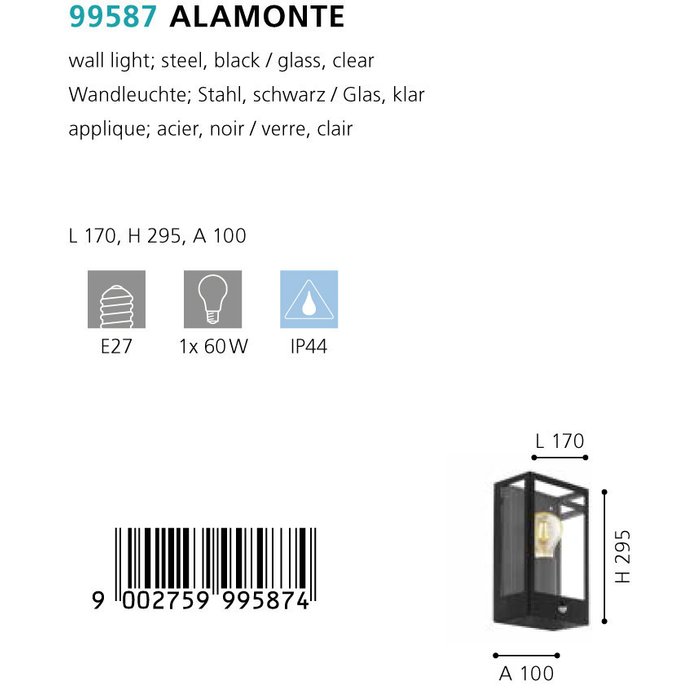 Уличный настенный светильник Alamonte черного цвета - лучшие Настенные уличные светильники в INMYROOM