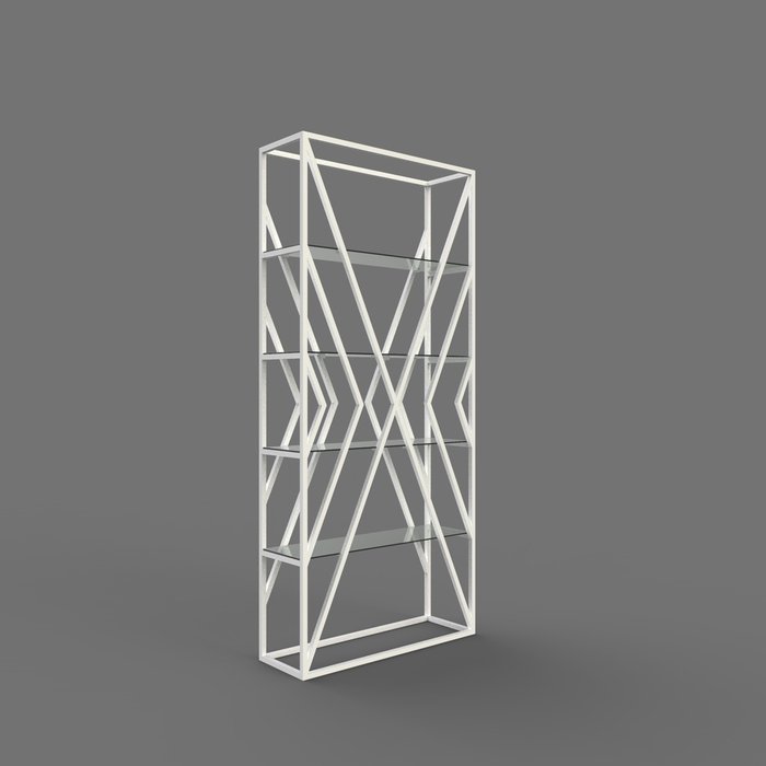 Стеллаж "Marsel" белый с прозрачным стеклом (2000х900х300)