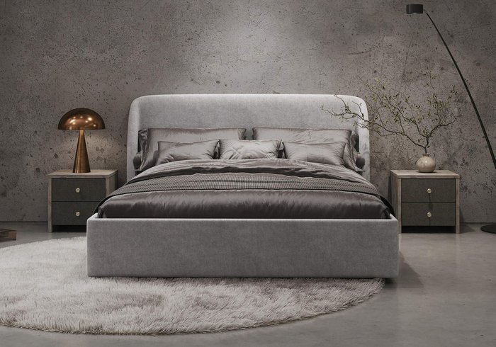 Кровать Nicole 160х200 серого цвета с трансформируемым основанием Aquarius и матрасом Transform Middle  - лучшие Кровати для спальни в INMYROOM